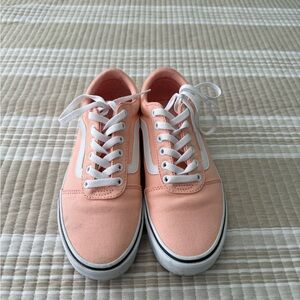 Vans Peach Canvas Low-Top Sneakers with White Stripe